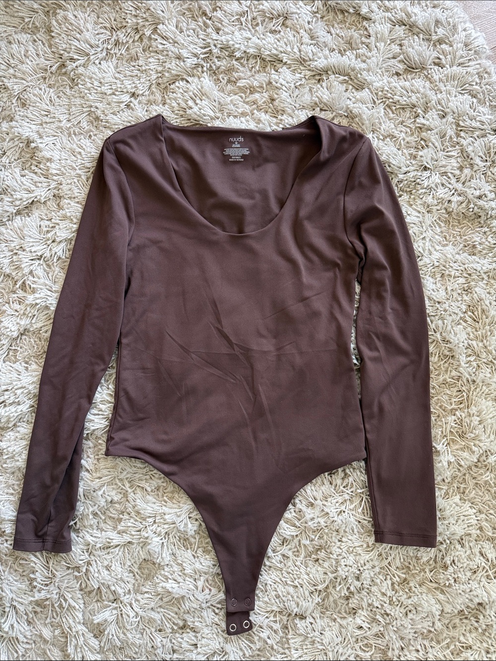 nuuds Chocolate Long Sleeve Scoop Neck Bodysuit